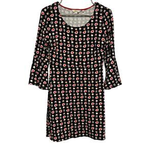 Boden Dress 6 Small Floral Knee Length Long‎ Bell Sleeve Stretchy Slimming Scoop